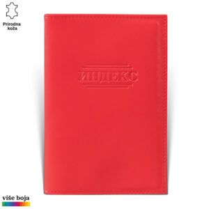Crvena kožna futrola za indeks sa utisnutim natpisom "ИНДЕКС"