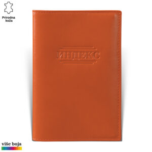 Narandžasto kožno korice za indeks sa utisnutim natpisom. Natur kože