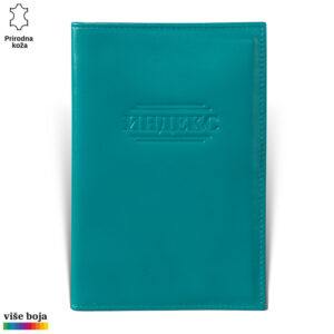 Žuta kožna futrola za indeks sa utisnutim natpisom "ИНДЕКС" na prednjoj strani