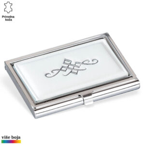 HOLDER ZA VIZIT KARTE 9 Kompaktna vizit karta futrola izrađena od prirodne kože sa ukrasnim srebrnim detaljima. Brand: Princ Leather.