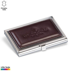 HOLDER ZA VIZIT KARTE 5 Kožna futrola za vizitkarte sa metalnim okvirom u boji srebra