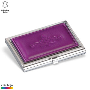 HOLDER ZA VIZIT KARTE 8 Elegantna futrola za kartice od ljubičaste kože sa srebrnim ivicama Princ Leather.