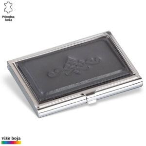 HOLDER ZA VIZIT KARTE 13 Metalna futrola sa crnim kožnim detaljem i ukrasom