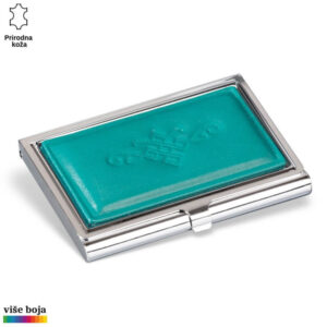 HOLDER ZA VIZIT KARTE 15 Zelena futrola od prave kože sa utisnutim logom brenda Princ Leather.