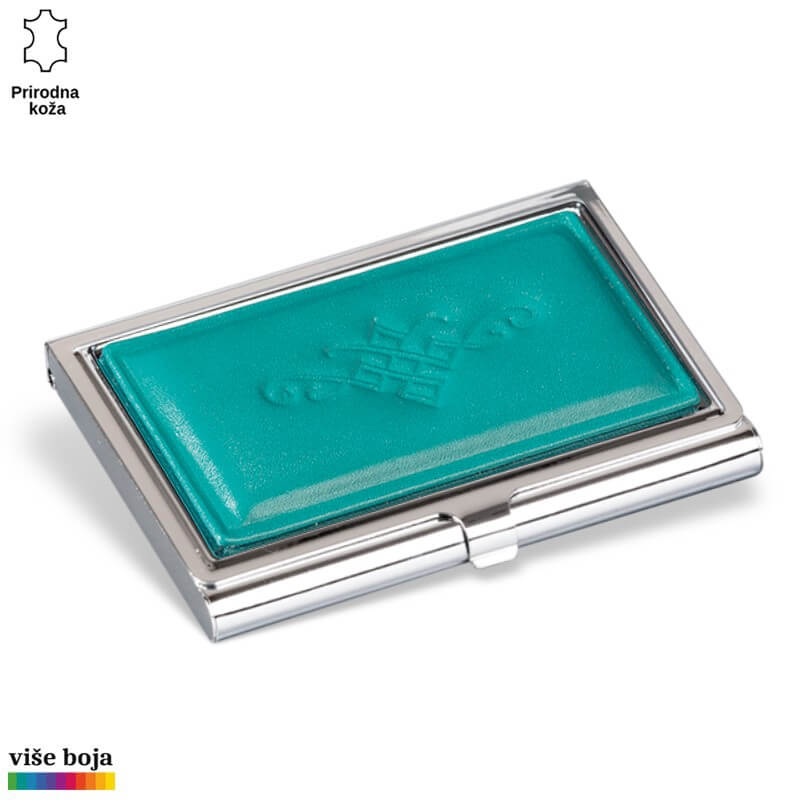 364tirkiz Zelena futrola od prave kože sa utisnutim logom brenda Princ Leather.