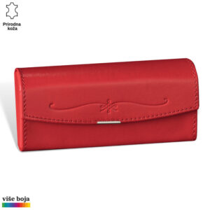 FUTROLA ZA NAOČARE TVRDA 6 Crveni kožni novčanik sa ukrasnim šavovima