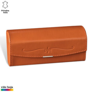 FUTROLA ZA NAOČARE TVRDA 8 Narandžasti kožni etui sa ukrasnim šavovima marke Princ Leather