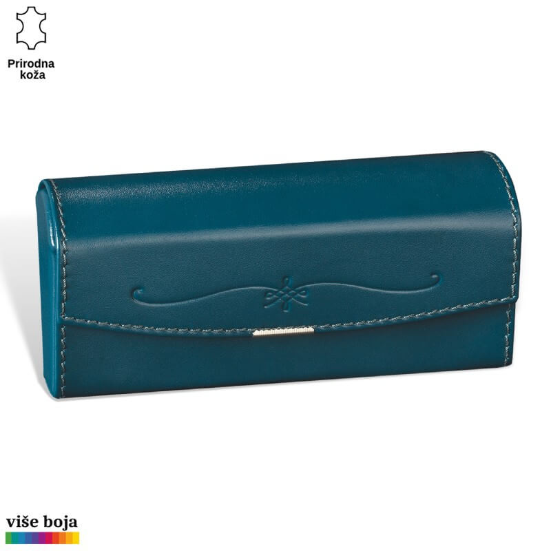 370petrol Kožna futrola za naočare u teget boji