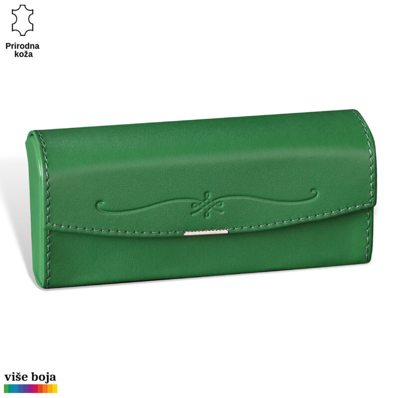 370zelena Zelena kožna torbica brenda Princ Leather sa dekorativnim šavom.