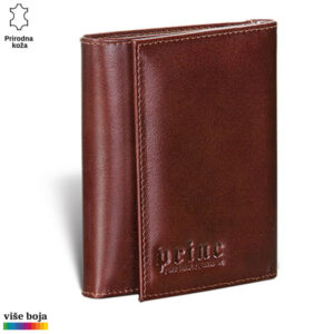 ŽENSKI KOŽNI NOVČANIK BETA 16 Braon kožni novčanik sa logotipom "Princ Leather" na prednjoj strani