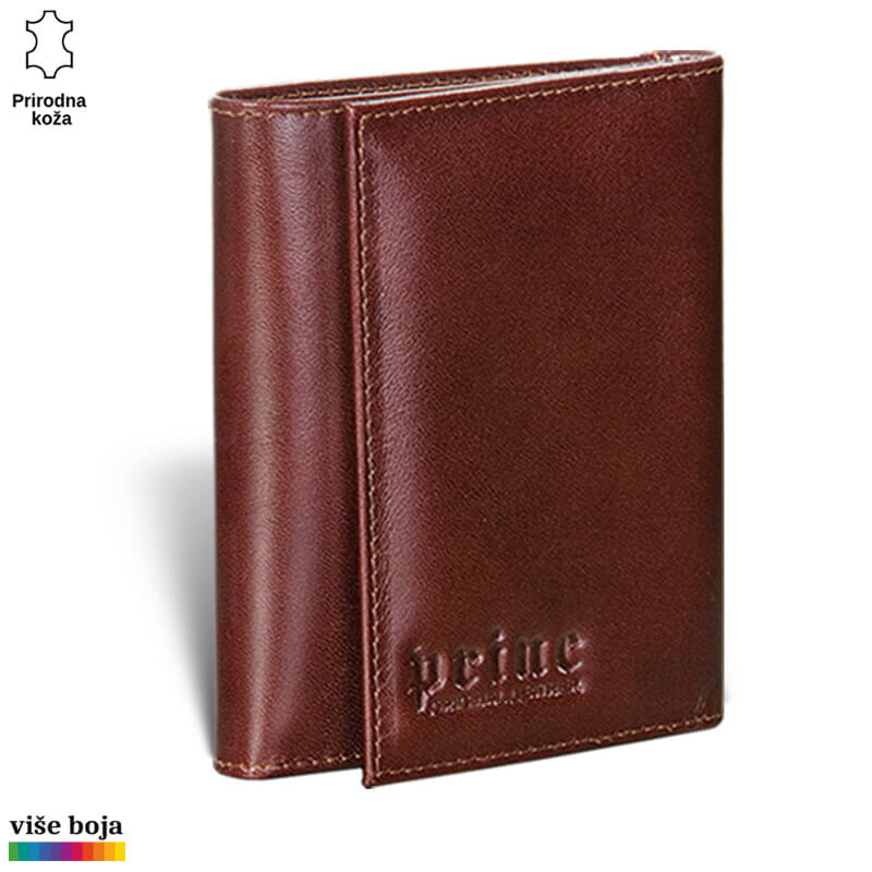 388braon Braon kožni novčanik sa logotipom "Princ Leather" na prednjoj strani