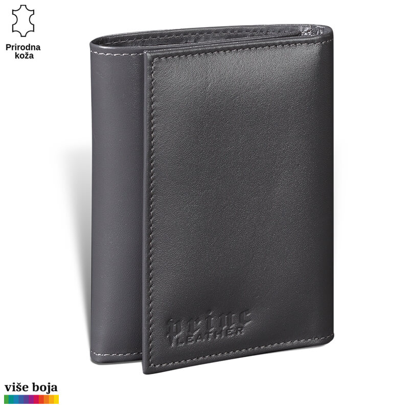 388siva Crni kožni novčanik brenda Princ Leather sa reljefnim logotipom