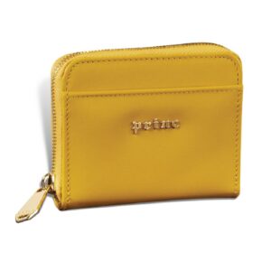 Žuti kožni novčanik Princ Leather sa zlatnim zatvaračem i logom.