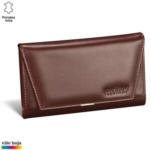 Smeđa kožna torbica Princ Leather sa utisnutim logom.