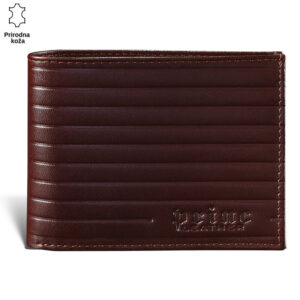 Braon kožni novčanik sa urezanim linijama