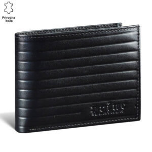 MUŠKI NOVČANIK LINIJE 4 Crni muški novčanik od prirodne kože sa reljefnim šarama