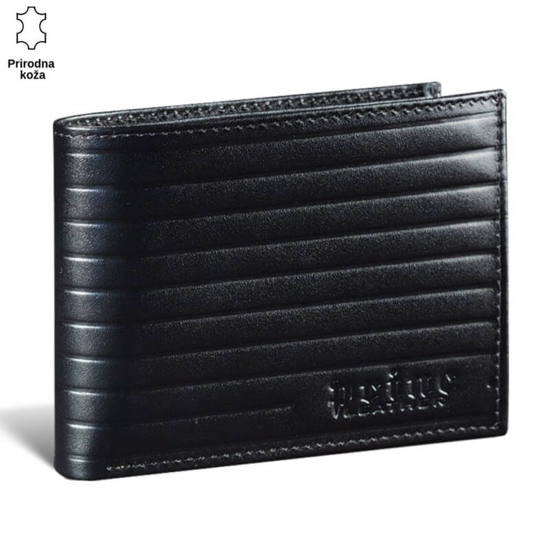 395CRNA Crni muški novčanik od prirodne kože sa reljefnim šarama