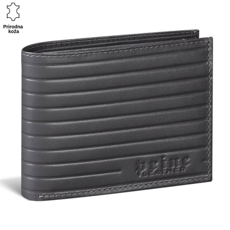 395SIVA Crni kožni novčanik sa rebrastim dizajnom