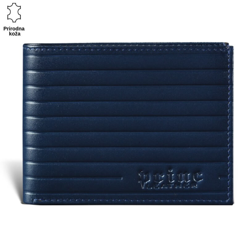 395TEGET Narandžasti novčanik od prave kože brenda Princ Leather sa horizontalnim šarama i utisnutim logotipom.