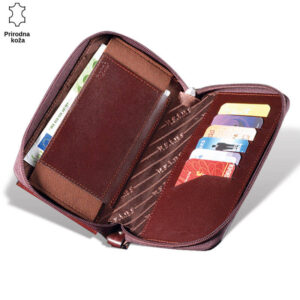 Otvorena torbica sa pregradama iznutra i prostorom za mobilni