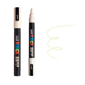 Zatvoreni i otvoreni crni marker brenda Posca sa svetlozelenim tragom.