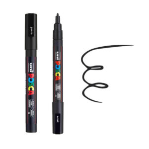 Crni marker brenda Posca sa crnim talasastim linijama.