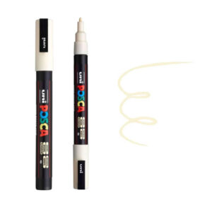 Flomaster brenda Posca sa bež mastilom i otvorenim poklopcem