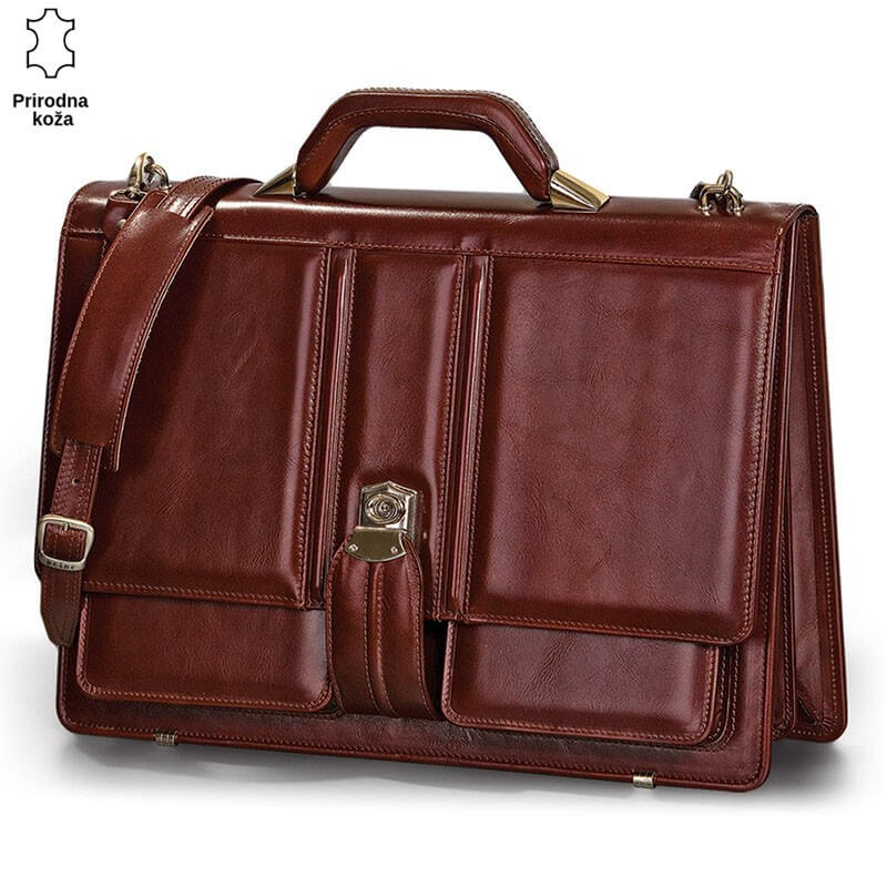 407-1-copy Kožna aktovka braon boje sa preklopom i metalnom kopčom