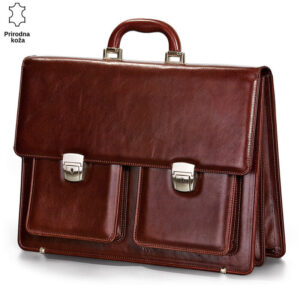 Braon kožna akt tašna sa metalnim kopčama