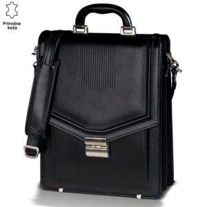 Crna kožna tašna sa srebrnim detaljima