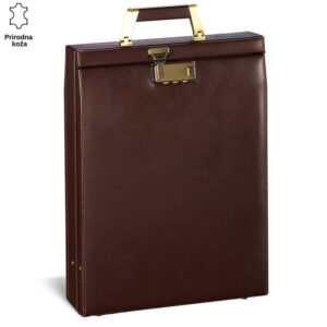 Braon kožna aktovka sa metalnom bravom