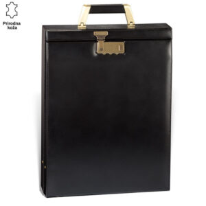 Crna kožna futrola sa zlatnim metalnim okovom