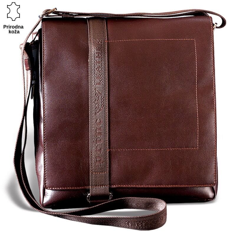 431-1-copy Braon kožna torba brenda Princ Leather sa kaišem koji ima ugraviran logo.