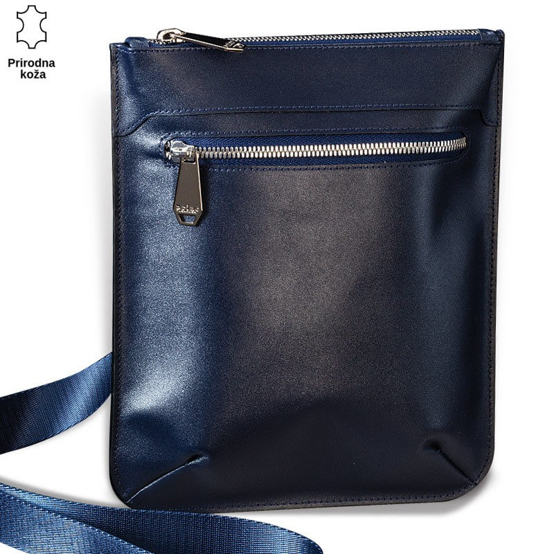 435-3-copy Tamnoplava kožna torbica Princ Leather sa srebrnim rajsferšlusom i logom brenda