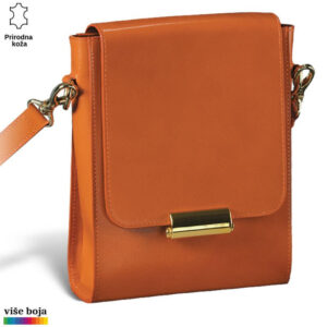 Narandžasta kožna torba sa zlatnom kopčom