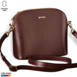 Braon kožna torba sa zlatnim detaljima i promenljivim kaišem
