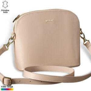 Bež kožna tašna sa zlatnim detaljima brenda Princ Leather