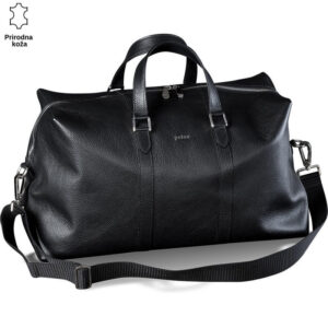 Crna kožna torba sa ručkama i podesivim kaišem