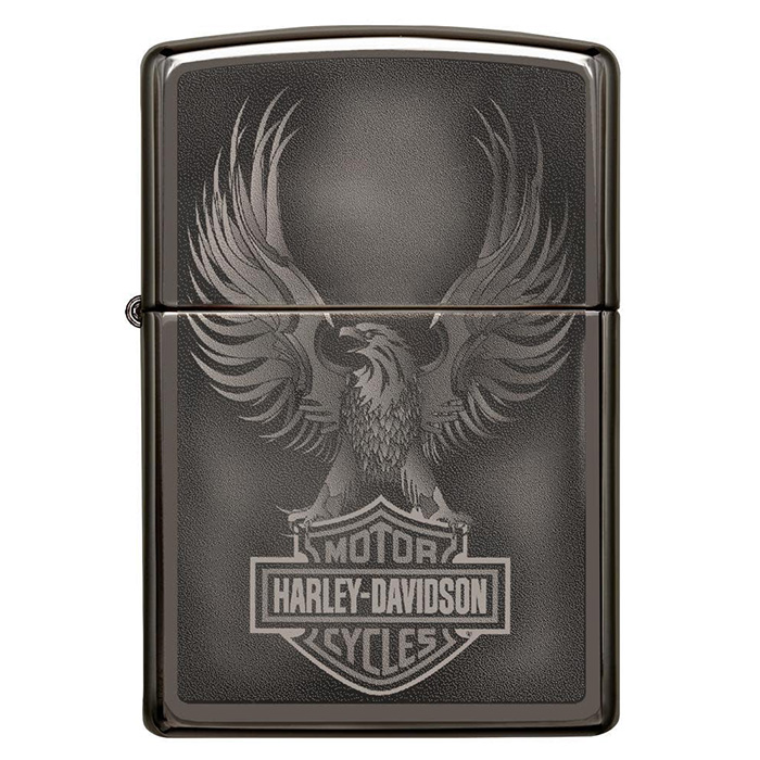 49044 Zippo upaljač sa gravurom orla i Harley-Davidson logotipom.
