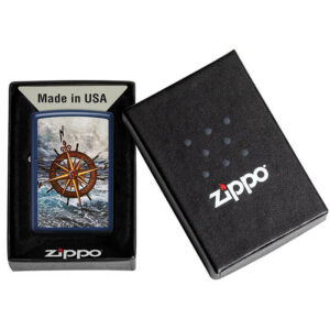 Zippo upaljač teget compass dizajn u poklon kutiji