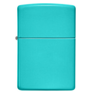 Turquoise Zippo upaljač jednostavnog dizajna.