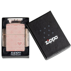 Zippo upaljač pink heart design, roze boje u poklon kutiji