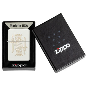 Zippo upaljač king queen, bele boje, sa zippo poklon kutijom