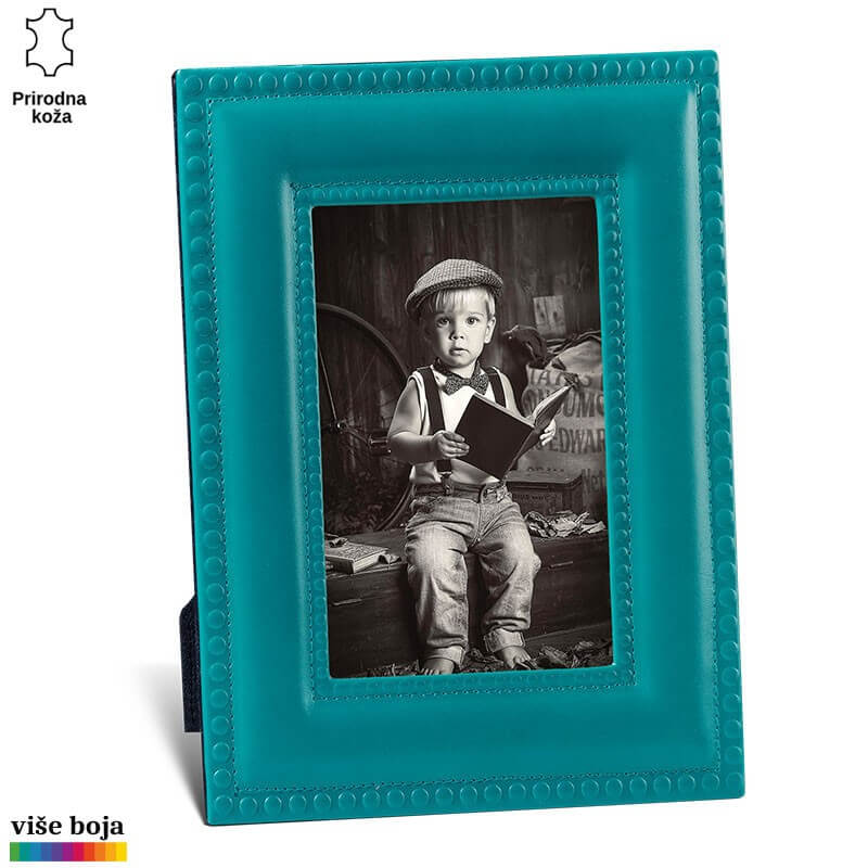 520-11-copy Dečija fotografija u okviru od prave kože tirkizne boje