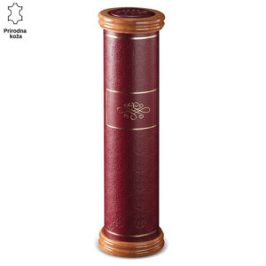 Stilizovani kožni cilindar sa ukrasnim motivima i drvenim detaljima brenda Princ Leather.