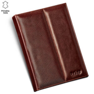 Kožni notes smeđe boje sa reljefnim prugama