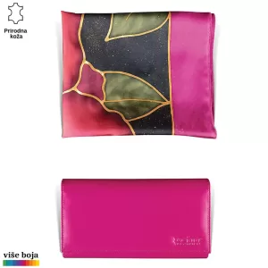 DVODELNI ŽENSKI SET LUX EŠARPA I NOVČANIK 6 Gornji deo prikazuje šareni svileni šal sa cvetnim motivima