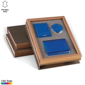 Elegantni set od prirodne kože marke Princ Leather u plavoj boji