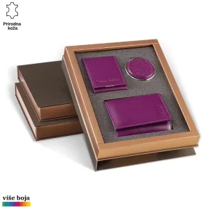 Poklon set marke Princ Leather u ljubičastoj boji