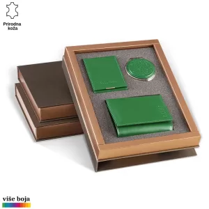 Zeleni kožni set Princ Leather sačinjen od novčanika